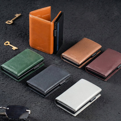 Genesis Core full grain leather NFC wallets by Ventro in five colors